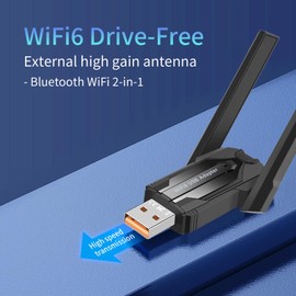 WiFi Adapter for Desktop PC,USB WiFi Adapter,Bluetooth WiFi 2in1,900Mbps 2.4/5.8Ghz Dual Band Wireless Network,BT5.4/WIFI6,Plug&Play,WPA3,Support Win10/11 for PC,Laptop,Keyboard,Mouse,Speaker,Printer