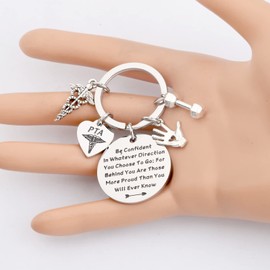 LQRI PTA Keychain Physical Therapist Assistant Gifts PTA Graduation Physical Therapy Jewelry PTA Student Graduation Gift, Silver, 1*0.4 inch.