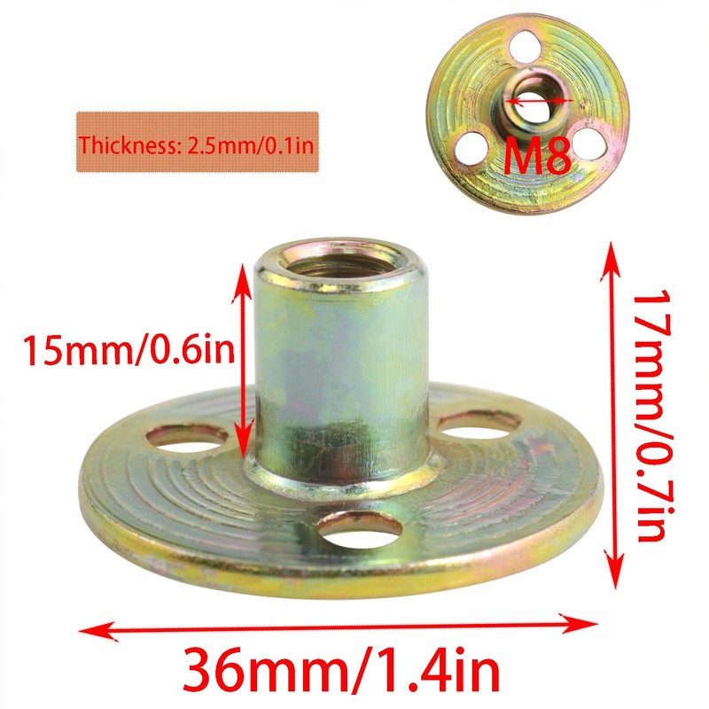 Yocimango 6pcs M8 T Shaped nut, Flat Screw on The