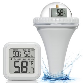 xinyee Pool Thermometer Floating Easy Read Digital Pool Temperature Thermometers Wireless 12H/24 Mode Floating Thermometer for Ice Bath/Hot Tub/Fish Tank - 197ft
