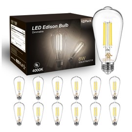 DAYBETTER 6 Pack Vintage LED Edison Bulbs, E26 Led Bulb 60W Equivalent, Dimmable Led Light Bulbs, High Brightness 800 LM Neutral White 4000K, ST58 Antique Filament Bulbs, Clear Glass Style for Home