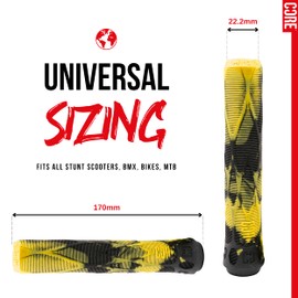 CORE Pro Handlebar Grips, Super Soft 170mm Longneck Universal Cycling Grip fits all Stunt Scooters BMX & Mountain Bikes, Premium comfort Bicycle - Wasp (Yellow/Black)