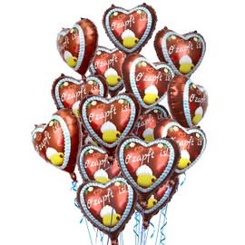 Oktoberfest Decoration, 20 x O' Zapft is Heart Foil Balloons in Gingerbread Hearts Design, 43 cm Foil Balloons with Ribbon, Oktoberfest Bavarian Decoration for Party, Marquee, Background & Oktoberfest