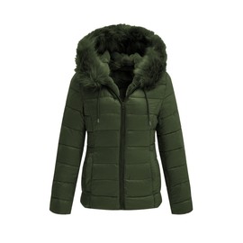 Bellivera Women Double Sided Faux Fur Jacket with Fur Collar, The Puffer Coat Worn on Both Sides 19225 Green S