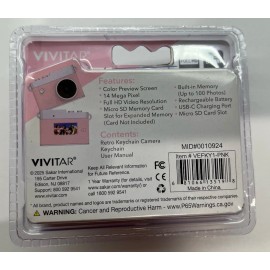 Vivitar New Vivitar Keychain Digital Camera Pink Micro SD Card Slot Prime Lens Miniature