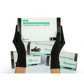Disposable Gloves, Box of 200 (Large, Nitrile, Black) Nitrile Gloves, Disposable Gloves, Examination gloves, Powder-Free, Latex-free, Non-Sterile Disposable Gloves