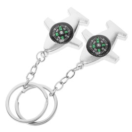 Generic 2pcs Portable Compass Keychain Hiking Accessory with for Outdoor Survival and Camping Activities Lightweight and Stylish Keyring Pendant