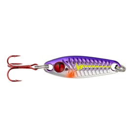 Northland Tackle Tungsten Buck-Shot Rattle Spoon, Fast-Sinking Ice Fishing Spoon with Loud Brass Rattle, Purple Racecar, 1/4 Oz