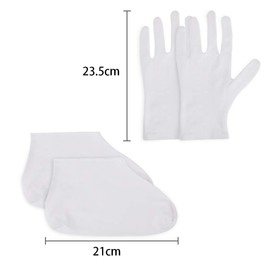 4 Pairs Moisturising Gloves and 4 Pairs Socks Nabance Moisturising Cotton Gloves Moisture Socks White Hand Gloves for Dry Hands Skin Care and Foot Spa(8 pairs/16pcs)