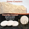 HANLANXUE 4 Pcs 4 inches Beige Travertine Coasters with Holder