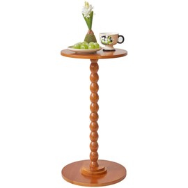 Aibiju Round Wood Side Table, Small Decorative Table, Nightstand, Modern Side Table for Living Room Bedroom Small Space Cherry Wood Color YD-RST001C