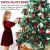 24pcs Red Velvet Bows for Christmas Tree, Large Ribbon Christmas