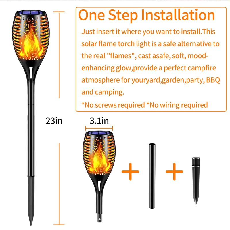 Aigleya Solar Lights Outdoor Flickering Flame Solar Torch Lights Waterproof