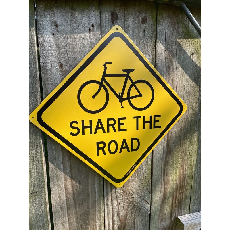 Share The Road 12" x 12" Tin Road Sign Bike