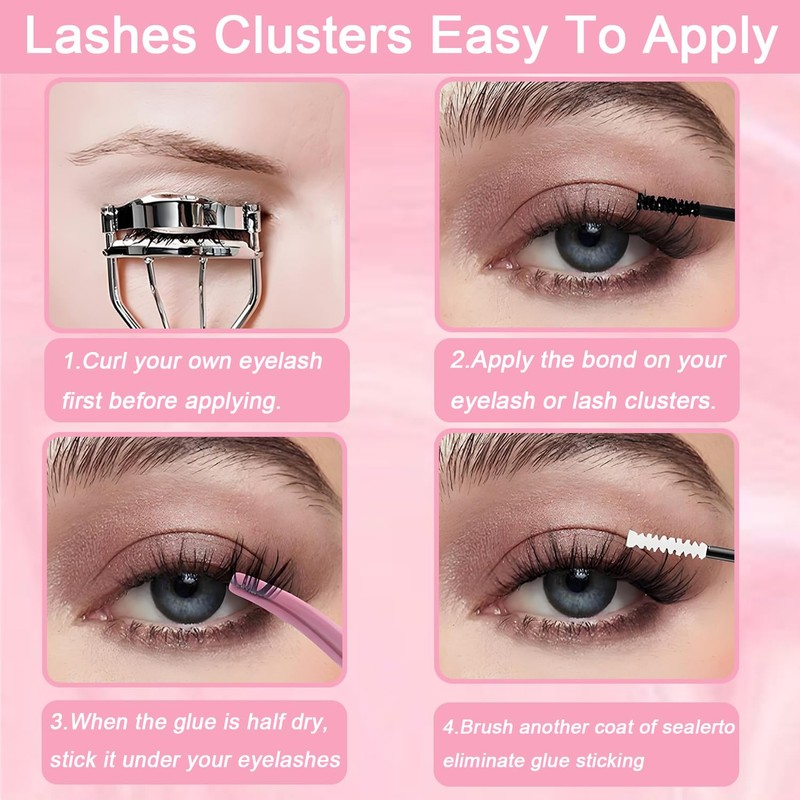 Lash Clusters Kit, 640 Pcs Eyelashes Clusters Extensions Kit 9-16mm