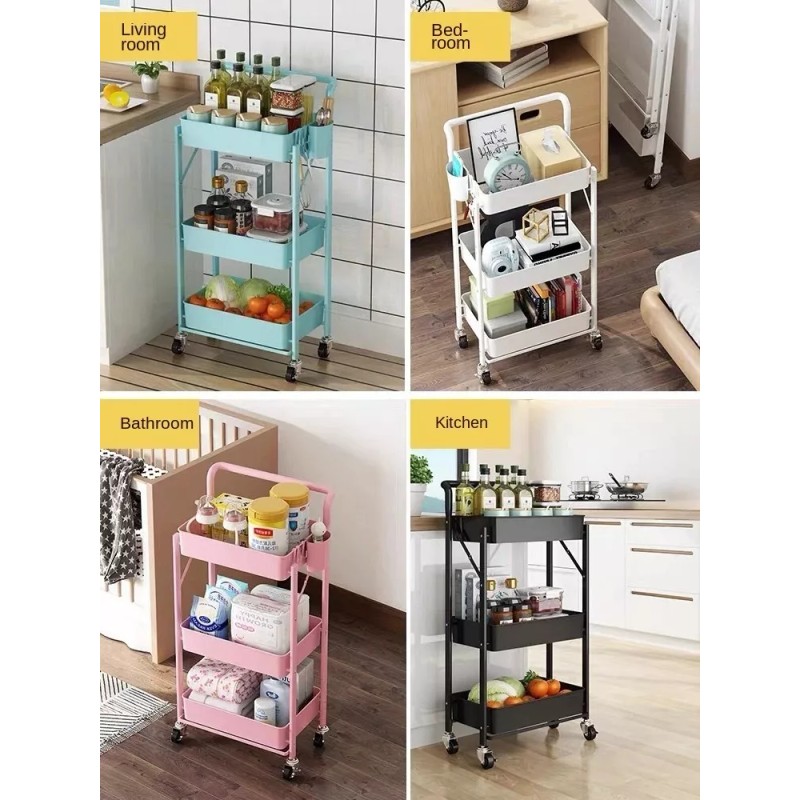 Organizador Multiusos Ruedas Plegable Frutero Vintage Negro