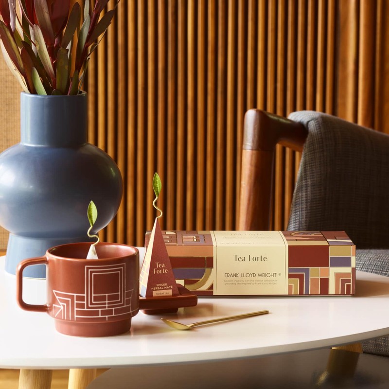 Tea Forte Terra Stoneware Teacup with Saucer, Frank Lloyd Wright,