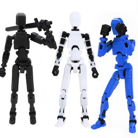 Titan 13 Action Figure, 3Pcs T13 Figure 3D Printed Lucky 13 Model Toy PVC Multi-Jointed Movable Robot Figure Desktop Decoration for Kid Adult Gift (Black, White, Blue)
