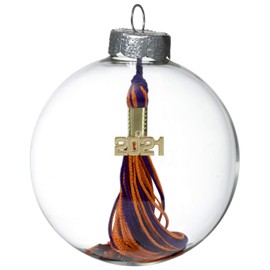 Tassel Depot 2021 Graduation Ornament - Over a Hundred Colors Available -Purple/Orange