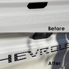 Tailgate Insert Letters compatible With Silverado 2019-2025 Black American Flag