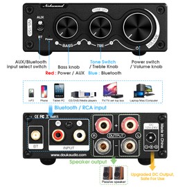 [New Upgraded] Nobsound 100W+100W Mini Bluetooth 5.0 Digital Amplifier HiFi Stereo Audio 2 Channel Power Amp Receiver with Bass and Treble Control for Home Speakers (NS-15G Plus)