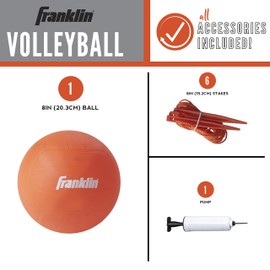 Franklin Sports Volleyball Net and Ball Set — Includes 1 Net with Stakes, 1 Volleyball, and 1 Ball Pump with Needle — Starter, Family, and Professional Set Options