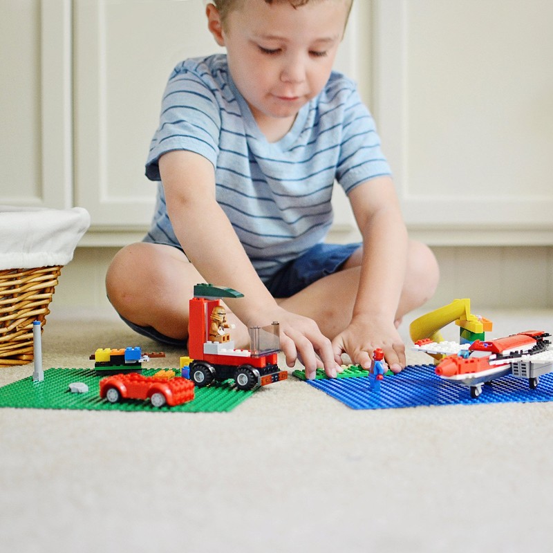 Creative QT Toy Building Blocks Stackable Baseplates, Blue and Green,