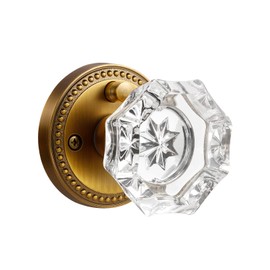 SORWDUERM Antique Brass Door Knobs Crystal Door Knob Interior Privacy Door Knob for Bedroom and Bathroom Glass Door Knob,Zinc Alloy 1 Pack