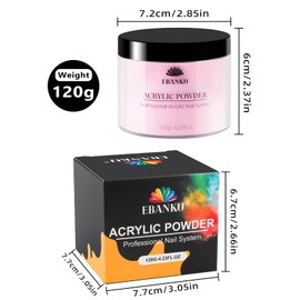 EBANKU Deep Pink Acrylic Powder, Professional Acrylic Nail Powder with Large Capacity for Nail Acrylic Extension, Acrylic Dip Powder, French Nail Art, Manicure