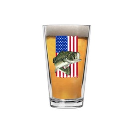 Rogue River Tactical USA Flag Fishing Beer Glass Drinking Cup Pint 16oz Pub Gift For Fisherman Patriotic Fish