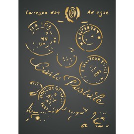Postmark Layering Stencil 11.43 x 16.51 cm - Stencil Company Original Postal Stencil Mask Use to Add Texture, Design and Accents to Mixed Media Backgrounds