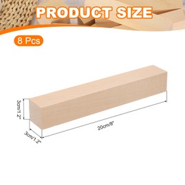 sourcing map 8Pcs Basswood Carving Block, 1.2"x1.2"x8" Square Wooden Dowels Blocks Wood Pieces for DIY, Arts Decoration, Crafts Whittling, Hand Carved