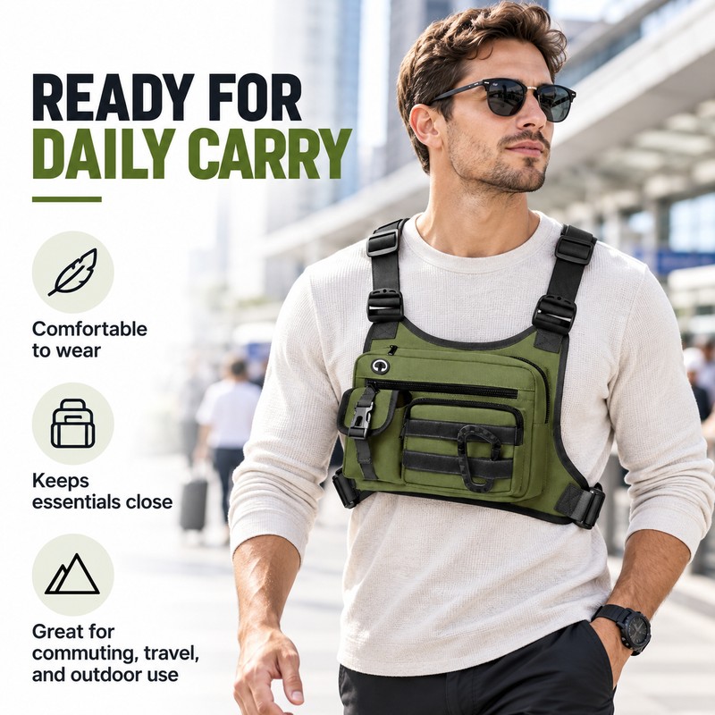 Tactical Chest Bag for Men, Water-Resistant Crossbody Sling Backpack with