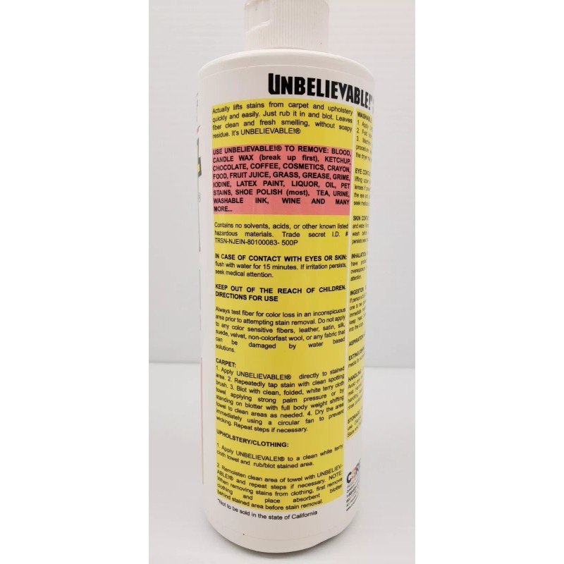 Core Products UNBELIEVABLE! Stain Remover & Deodorizer, 16oz Squeeze Bottle,