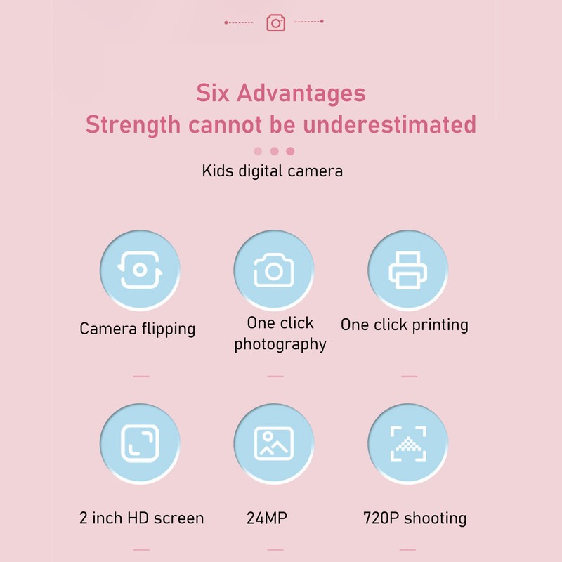 24MP Kids Digital Print Camera 2.0 Inch Screen Multi Zoom