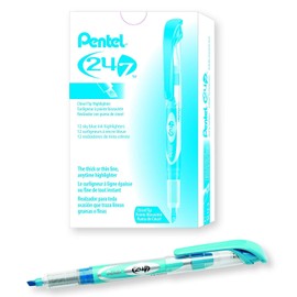 Pentel 24/7 Chisel Tip Liquid Highlighter, Sky Blue Ink, Box of 12 (SL12-S)
