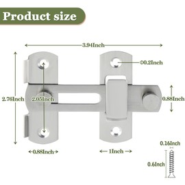 Alise 4 inch Flip Latch Gate Latches, Heavy Duty Stainless Steel Door Latch,Safety Gate Hardware for Barn Wood Fence Sliding French Doors,Brushed Nickel MS9001