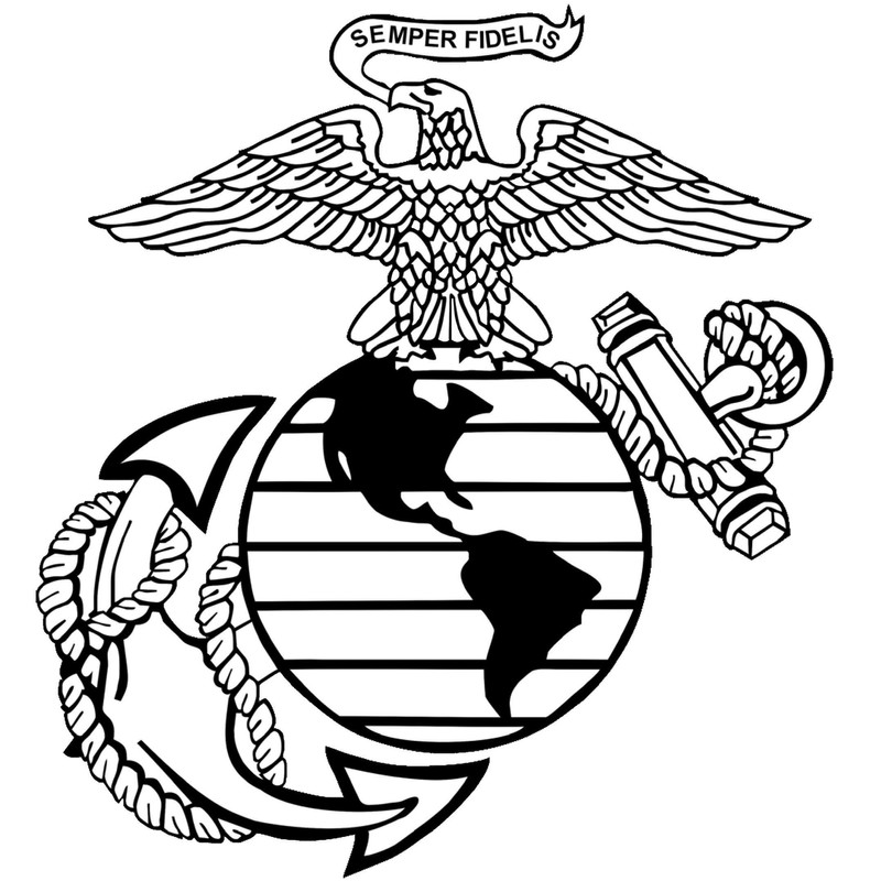 6.75" x 7.5" Medium Black USMC Eagle Globe and Anchor