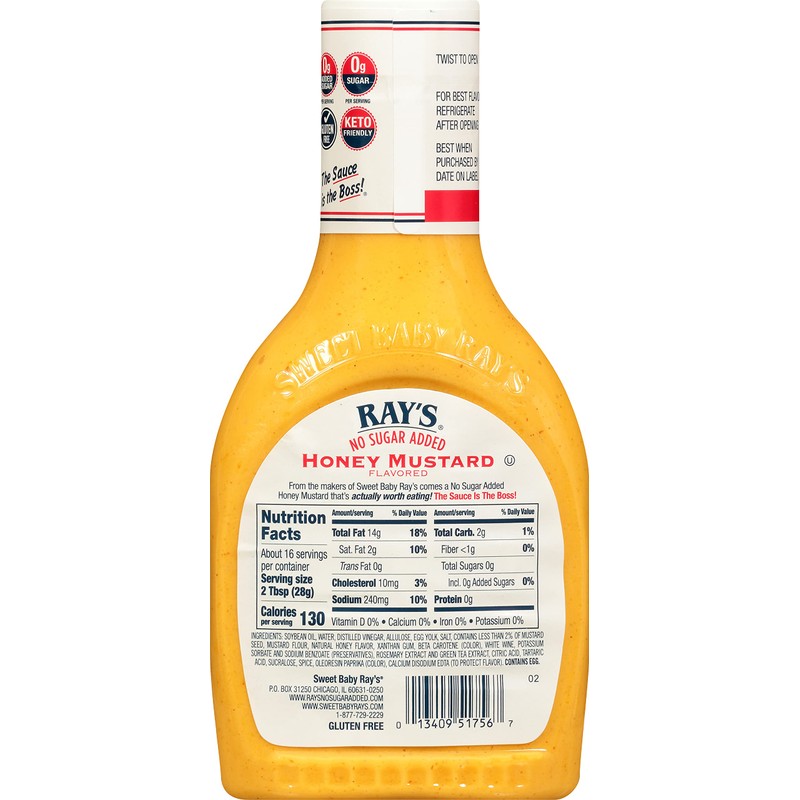 Ray's No Sugar Added Honey Mustard Flavored Dipping Sauce (16