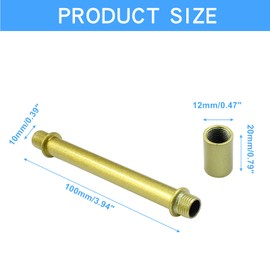 Litoexpe Double End Straight Pipe Lamp Stem Kit 100mm(3.94"), Lamp Extension Rod with Connector 4 Pcs, Lamp Rod Hardware Light Fixture Parts Replacement Gold