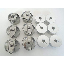NGOSEW 6 Bobbins & 6 Bobbin Cases Large M Size for Handi Quilter 16, Handi Quilter 18 Avante Quilting Machines