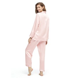 LilySilk Silk Pajamas for Women Button Up Pajamas Set for Ladies Girls Soft Maternity Pajamas Birthday Bridal Party Gift for Christmas Anniversary Valentine's Day,Pink M
