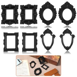 Ouligay 8pcs Mini Picture Frames Vintage Resin Small Picture Frames Tiny Mini Photo Frame for Crafts DIY Jewelry Party Hotel Holiday Decor