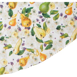 Violet Linen European Pears Flowers Pattern, Polyester Woven Printed Fabric, Pears, 70 Inch Round, Seats 4 to 6 People, Tablecloths