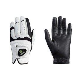 Hirzl Hybrid PLUS Golf Glove (White/Black, Medium/Large)
