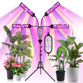 LED Grow Lights for Indoor Plants, 432 LEDs Red Blue White Full Spectrum Plant Lights for Indoor Growing with 15-63 inches Adjustable Tripod Stand, 4 Heads Grow Lamp with 4/8/12H Auto On/Off Timer