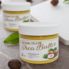 ROMERIZA INC. Raw African Shea Butter Travel Size – 2 oz Pure Unrefined Shea Butter for Skin, Hair & Face – Traditional – Plant-Based Body Cream for Dry, Rough Areas - Yellow