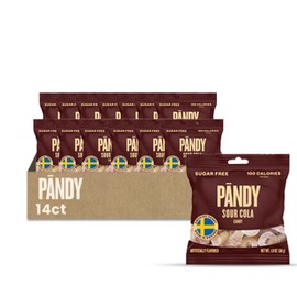 Pandy Swedish Candy Sugar Free Candy Sour Cola 14 Bags - Swedish Candy Mix - Keto Gummy Candy - Diet Candy Healthy Snacks Low Calories Sour Sweets Cola Flavour 14 x 1.8oz