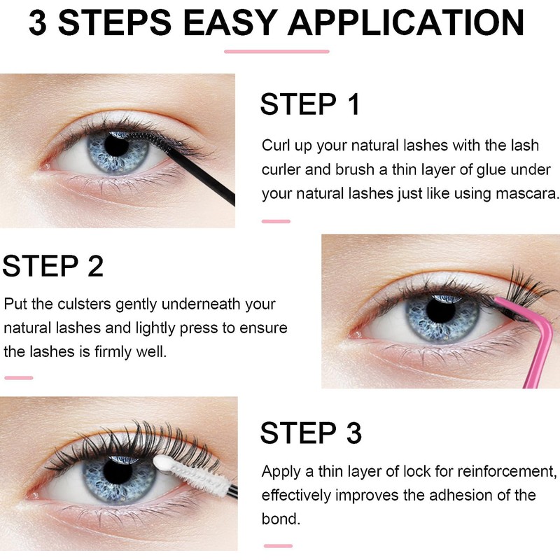 KISSXIAOYA Eyelash Extensions, DIY Custom Cluster Eyelash Tool Set (240