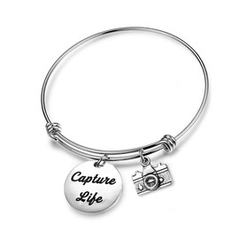 CHOROY Capture Life Bracelet Photographer Gift Camera Charm Bracelet Best friend Gift Selfie Lovers Jewelry (Capture Life Bracelet)